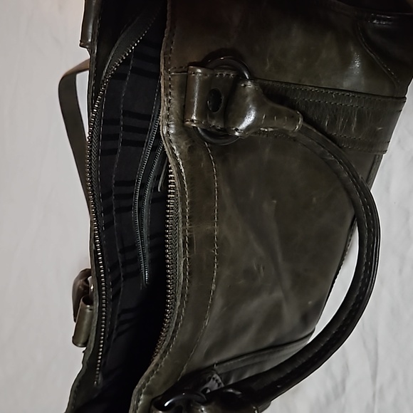 Frye Leather Tote with top zipper (Olive) - Picture 5 of 5